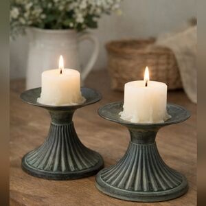 Set Of 2 Vintage Brass Candle Holder With Patina